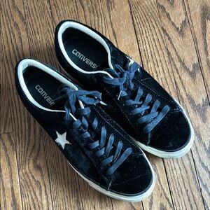 Converse One Star Black Velvet Platform Sneakers